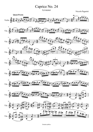 Caprice No. 24 para violino solo