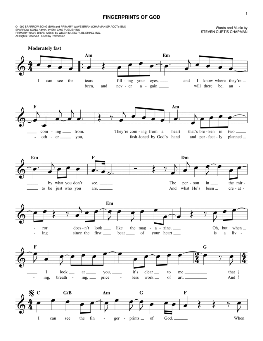Fingerprints Of God Piano scores gallery preview page 1