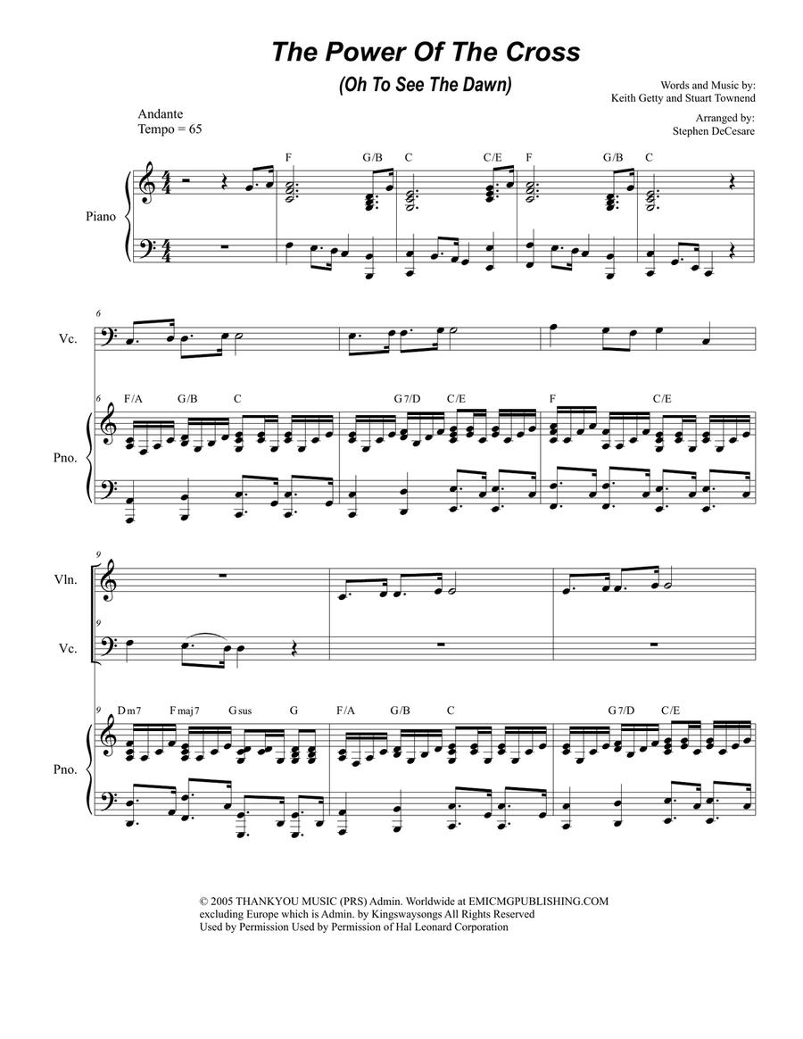 The Power Of The Cross (Oh To See The Dawn) Piano Trio scores gallery preview page 1