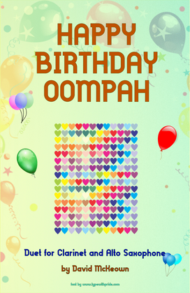 Book cover for Happy Birthday Oompah, for Clarinet and Alto Saxophone Duet