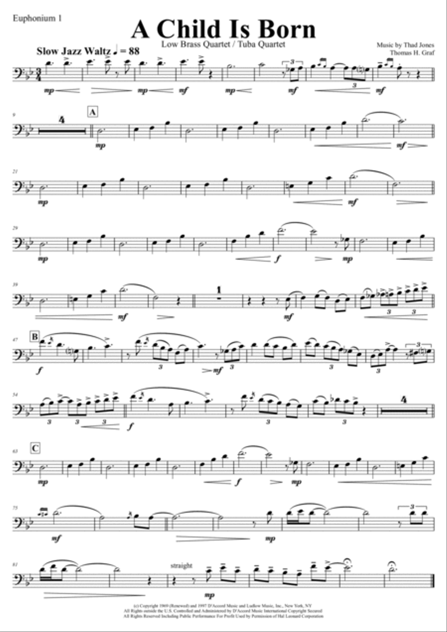 A Child Is Born Euphonium scores gallery preview page 4