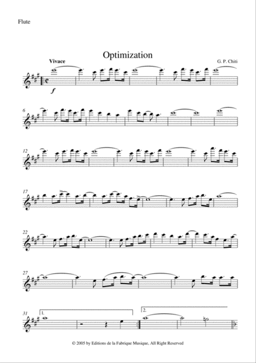 Gian Paolo Chiti: Optimisation for intermediate concert band: flute part Concert Band scores gallery preview page 2