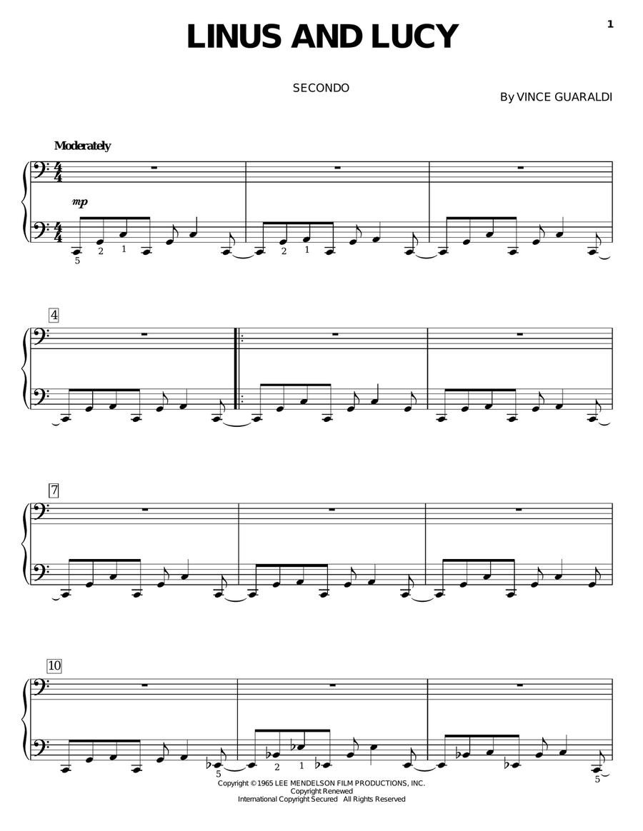 Linus And Lucy Piano Duet scores gallery preview page 1