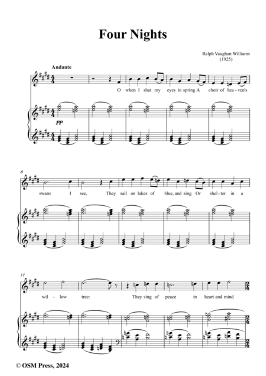Vaughan Williams-Four Nights(1925),in E Major Voice scores gallery preview page 2