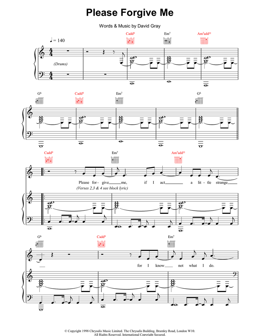 Please Forgive Me Please Forgive Me Piano, Vocal, Guitar scores gallery preview page 1
