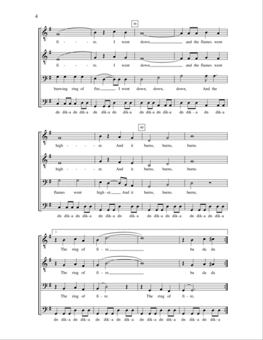 Ring of Fire (arr. Deke Sharon) TTBB scores gallery preview page 4