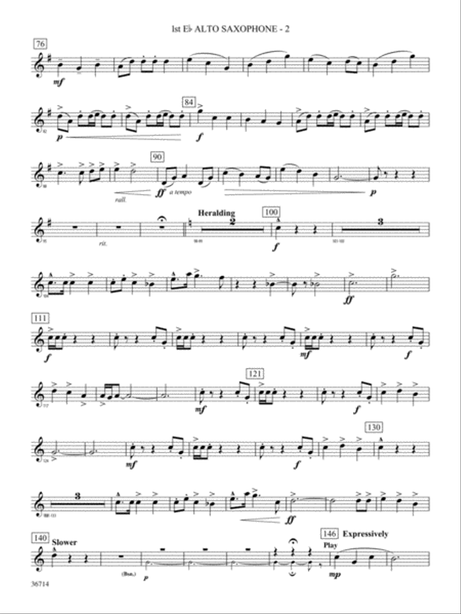 Proclamations: E-flat Alto Saxophone Concert Band scores gallery preview page 2