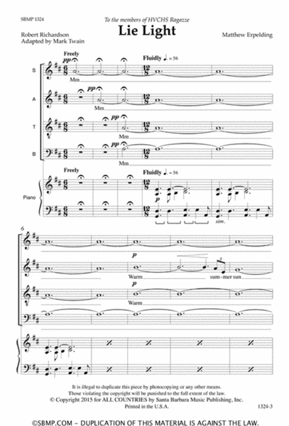 Lie Light - SATB Octavo image number null