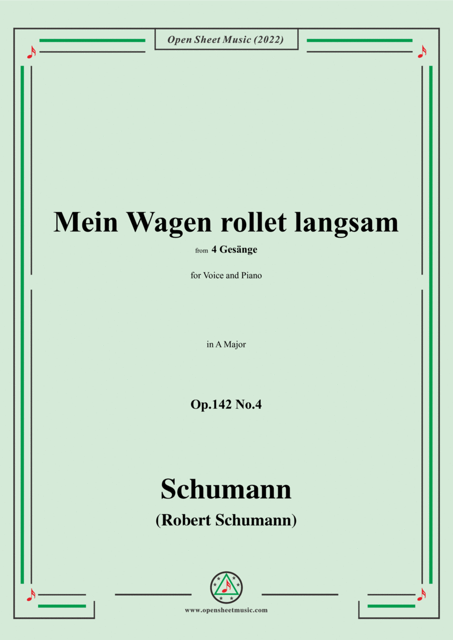 Schumann-Mein Wagen rollet langsam,in A Major,Op.142 No.4 Voice scores gallery preview page 1