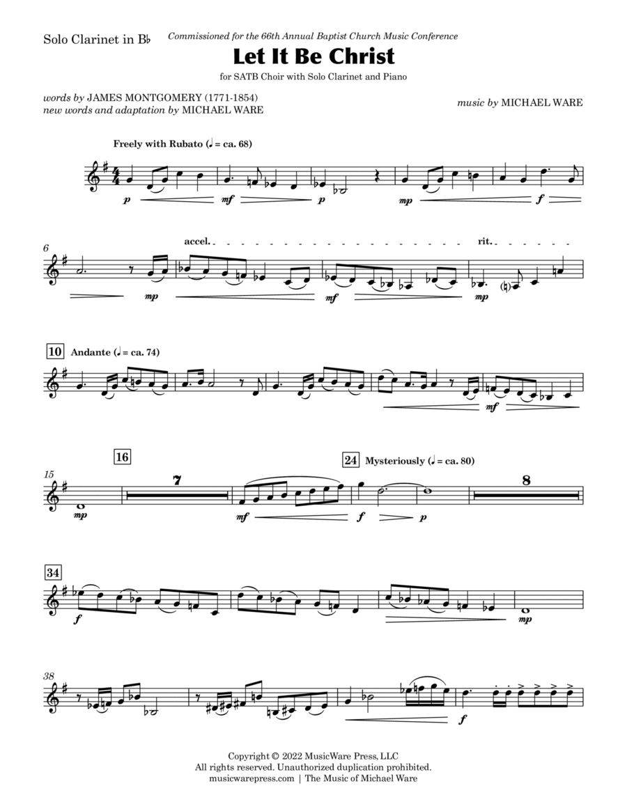 Let It Be Christ (Solo Clarinet Part) image number null