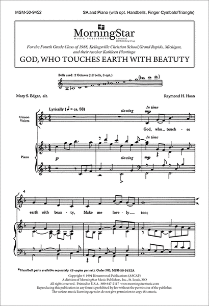 God, Who Touches Earth with Beauty (Choral Score)