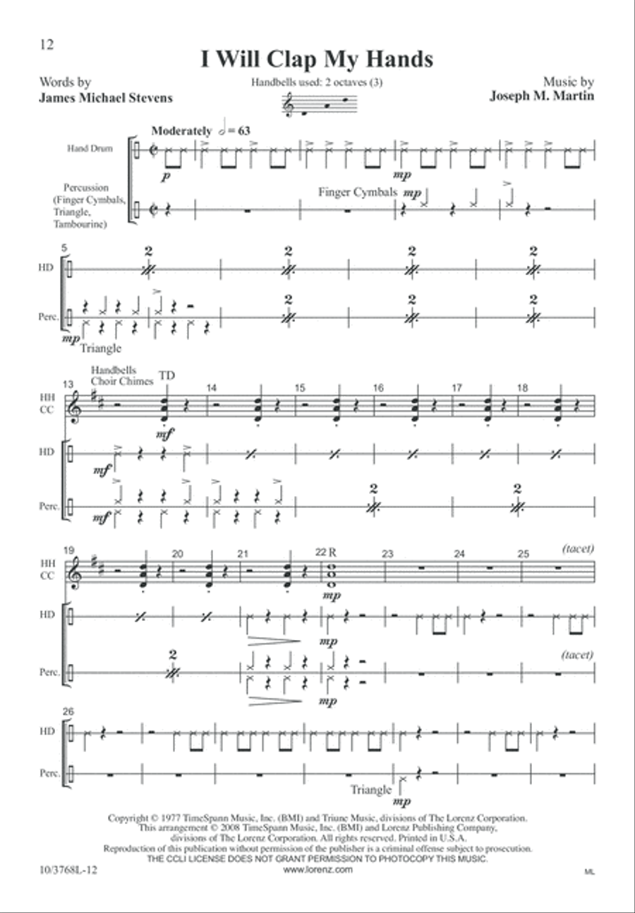 I Will Clap My Hands Unison Choir scores gallery preview page 12