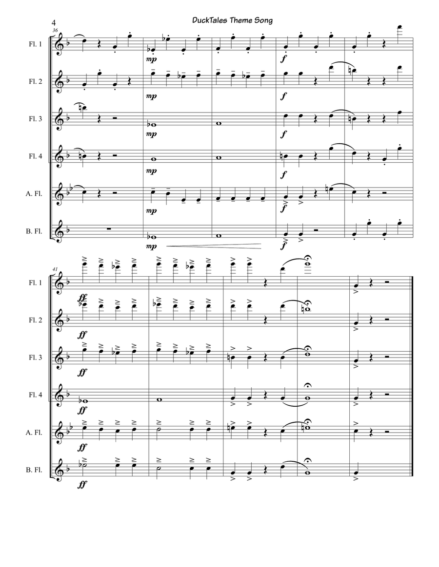 Ducktales Theme Woodwind Ensemble scores gallery preview page 5