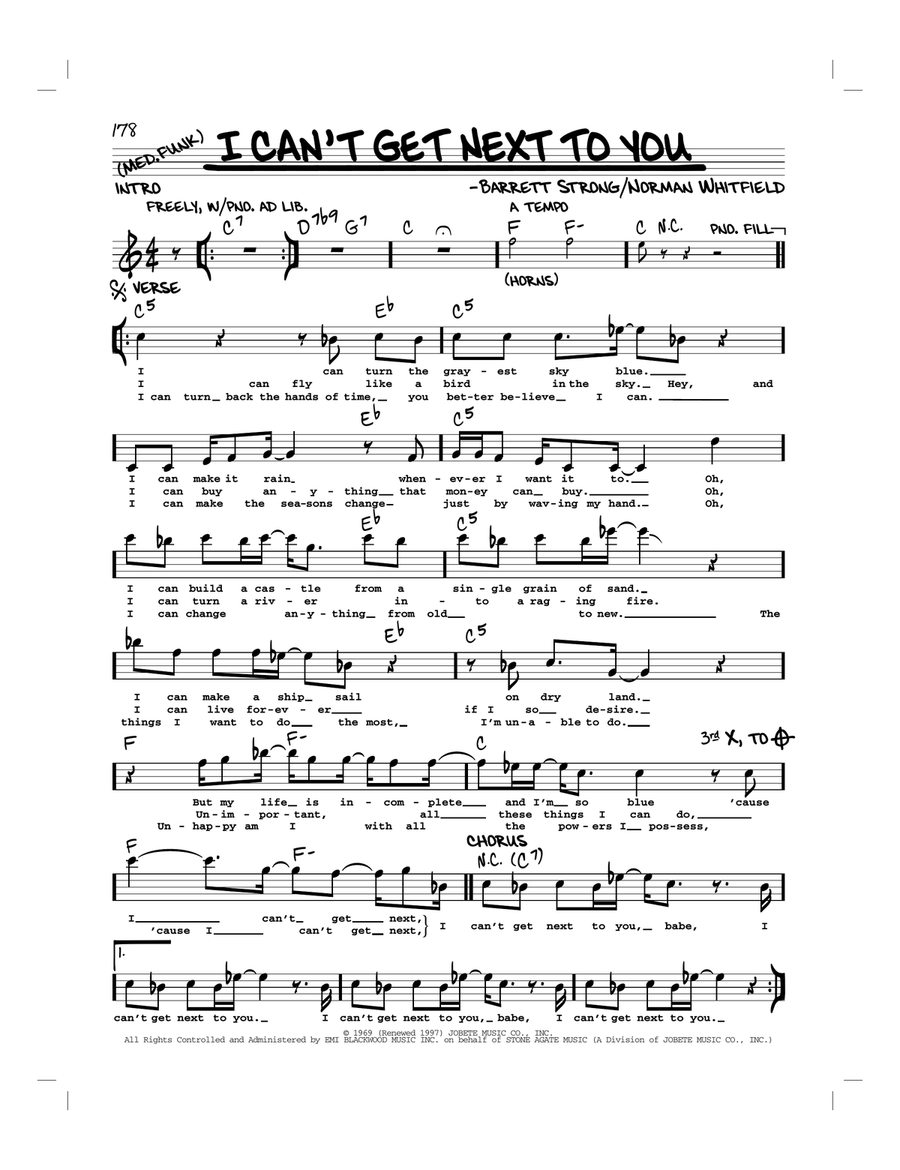 I Can't Get Next To You Piano scores gallery preview page 1