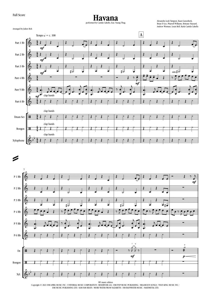 Havana (ft. Young Thug) Concert Band scores gallery preview page 1
