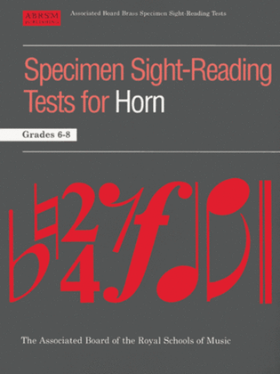 Book cover for Specimen Sight-Reading Tests for Horn, Grades 6-8