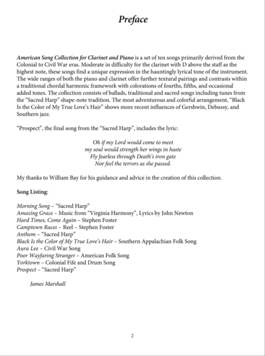 American Song Collection for Clarinet and Piano Clarinet Solo scores gallery preview page 3