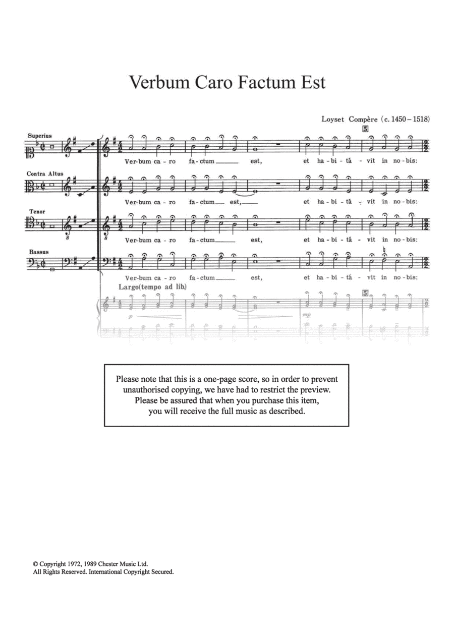 Verbum Caro Factum Est 4-Part scores gallery preview page 1