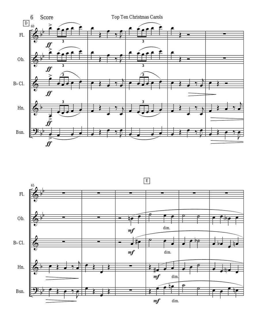 O Come All Ye Faithful for Woodwind Quintet Woodwind Quintet scores gallery preview page 6
