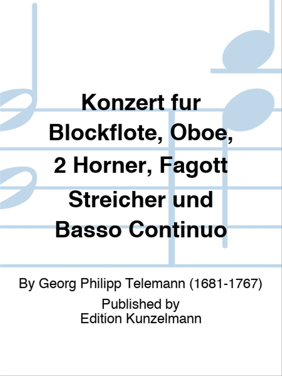 Concerto for recorder, oboe, 2 horns, bassoon, strings and basso continuo Oboe scores gallery preview page 1