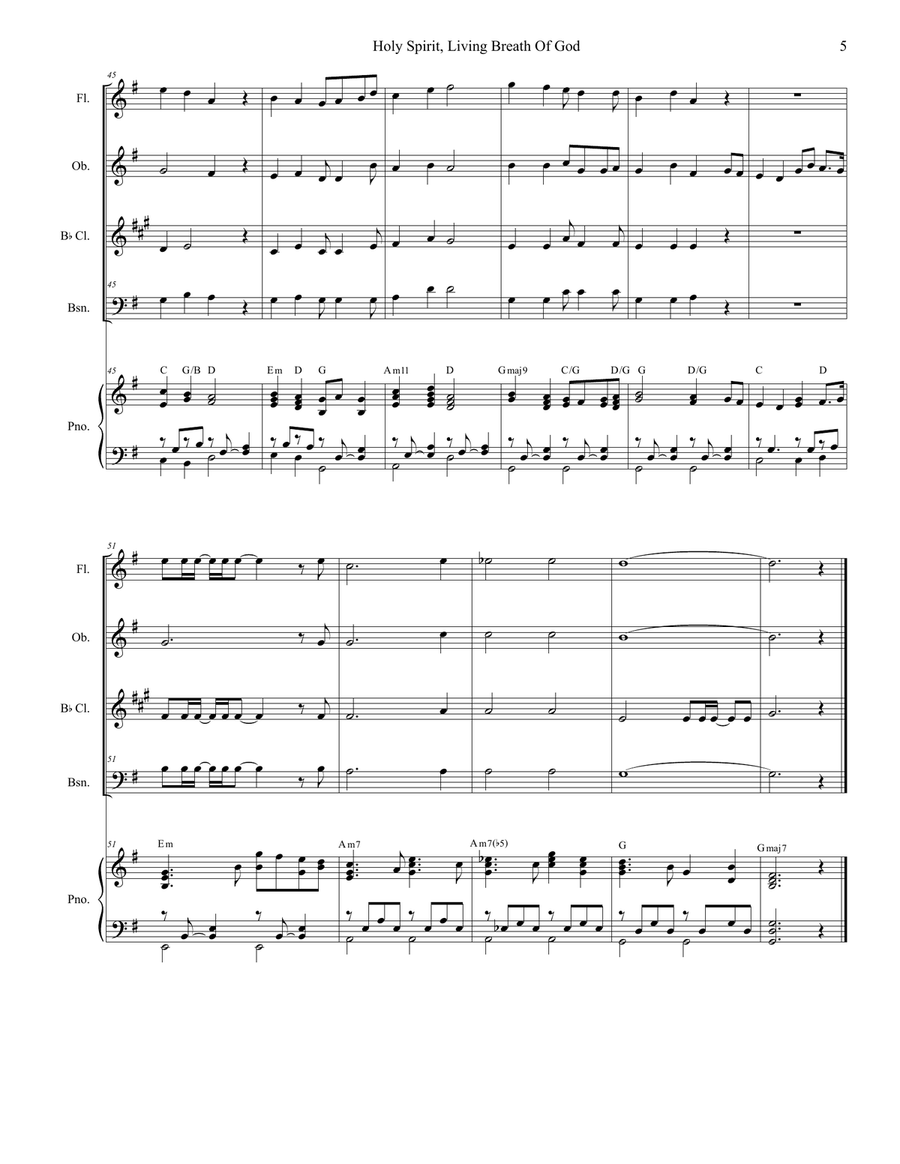 Holy Spirit, Living Breath Of God Woodwind Quartet scores gallery preview page 5
