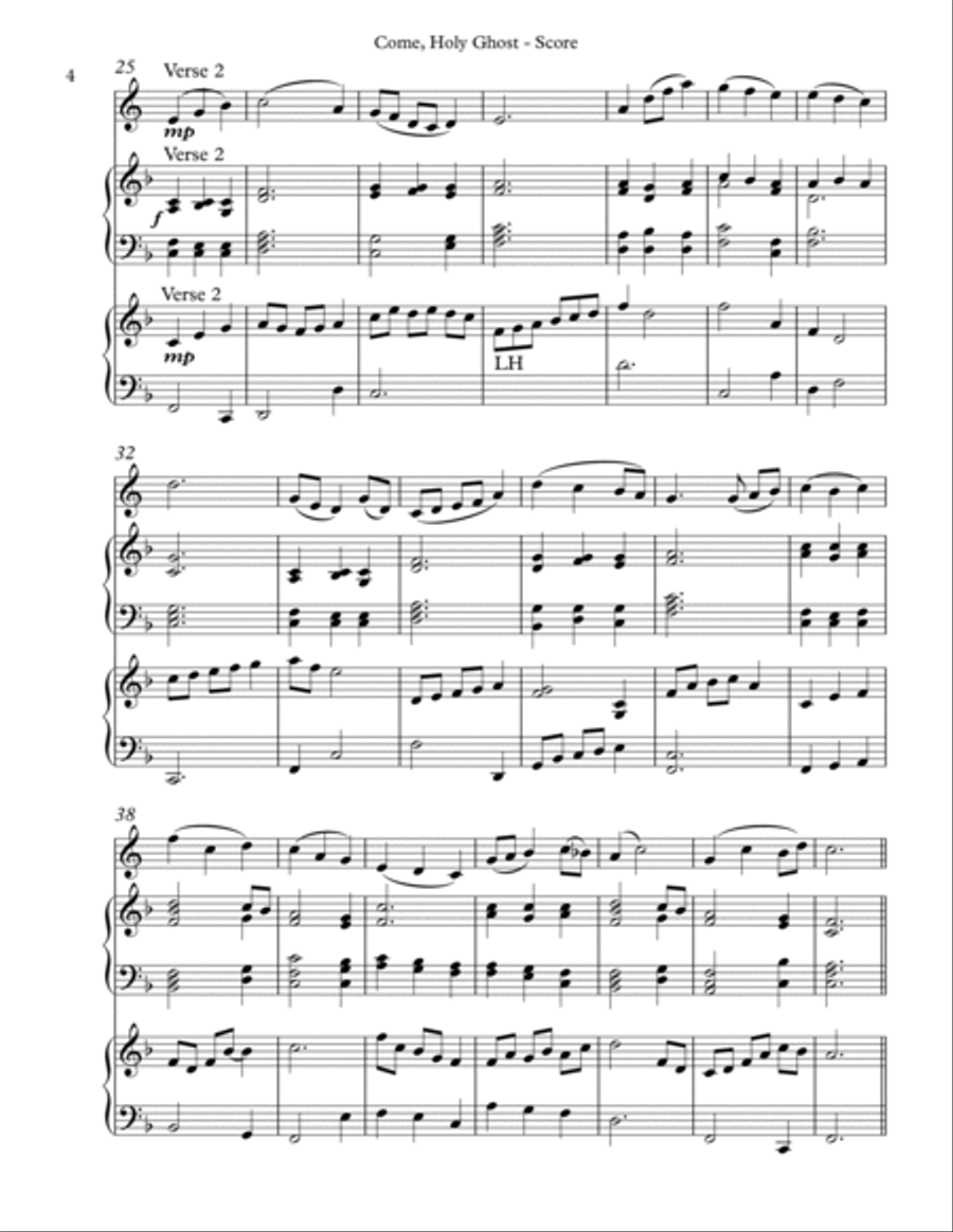 Come, Holy Ghost, Trio for French Horn, Harp, Piano Horn scores gallery preview page 4