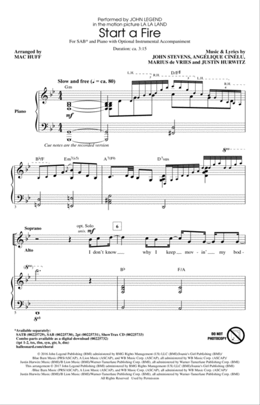Start A Fire 3-Part scores gallery preview page 1