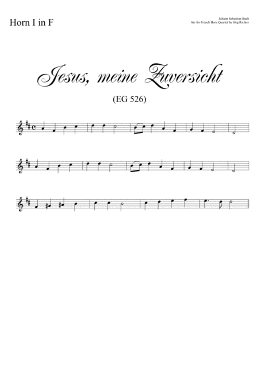 Jesus, meine Zuversicht (Jesus my confidence) for French Horn Quartet Brass Quartet scores gallery preview page 3