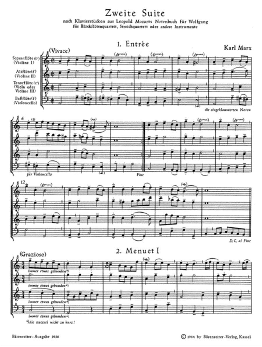 Zweite Suite nach Tanzen aus Leopold Mozarts Notenbuch fur Wolfgang Recorder scores gallery preview page 2