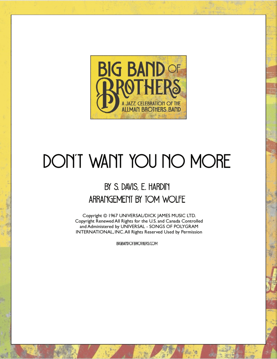 Don't Want You No More Jazz Ensemble scores gallery preview page 1