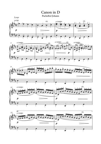 Canon in D piano solo image number null