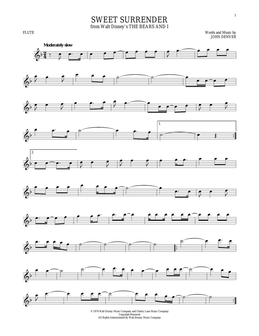 Sweet Surrender Sweet Surrender Flute Solo scores gallery preview page 1