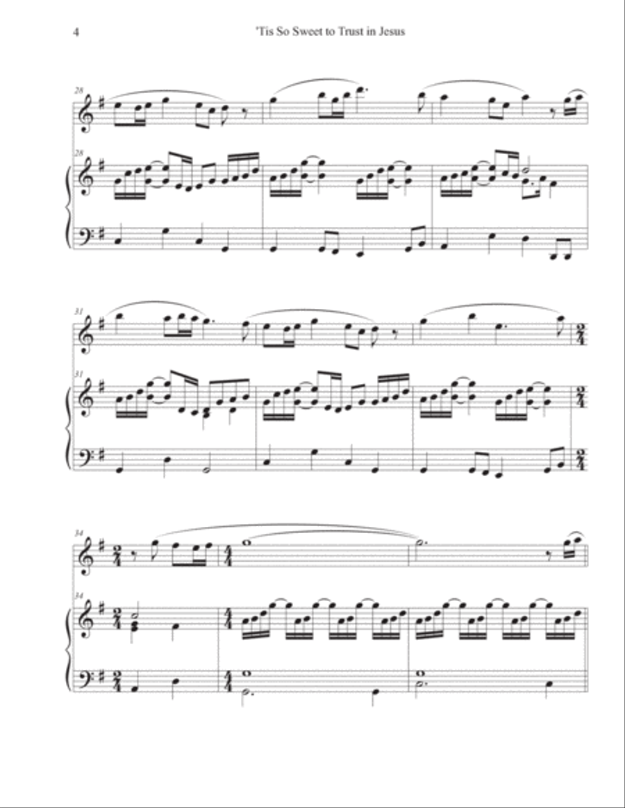 'Tis So Sweet to Trust in Jesus (Flute-Piano) 'Tis So Sweet to Trust in Jesus (Flute-Piano) Flute Solo scores gallery preview page 4
