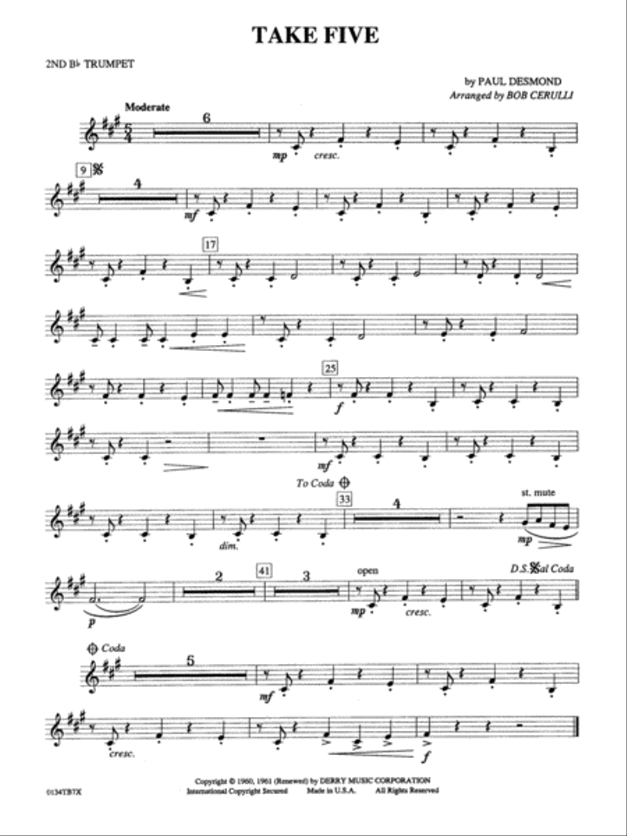 Take Five: 2nd B-flat Trumpet Full Orchestra scores gallery preview page 1