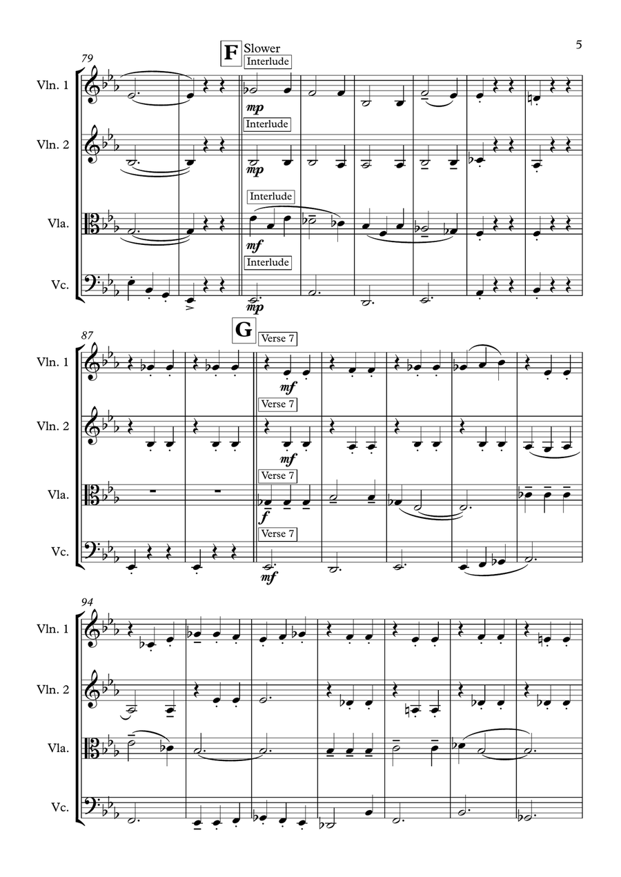 Eton Boating Song String Quartet scores gallery preview page 5
