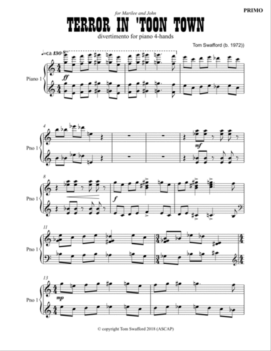 Terror in 'toon Town for piano 4-hands Piano Duet scores gallery preview page 3