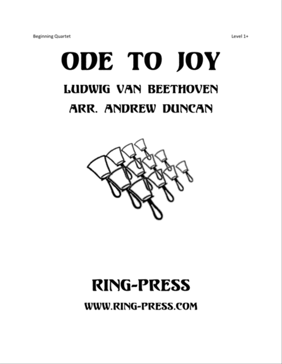 Ode to Joy (Beginning Handbell Quartet, Easy) Handbell Choir scores gallery preview page 1