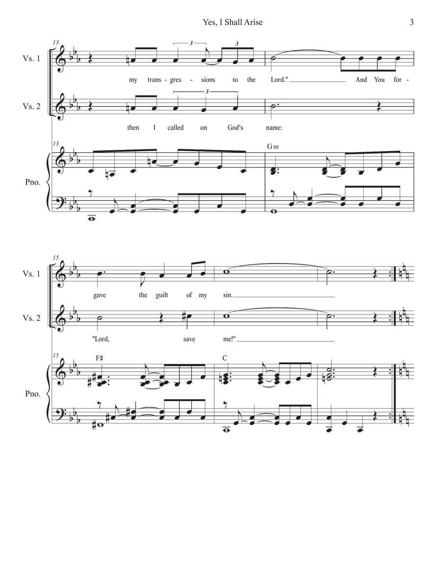 Yes, I Shall Arise (Unison choir) Unison Choir scores gallery preview page 3