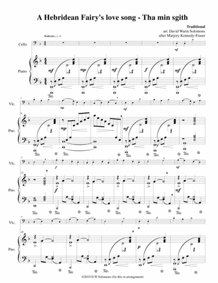 Hebridean fairy's love song (Tha Mi sgith) arranged for cello and piano