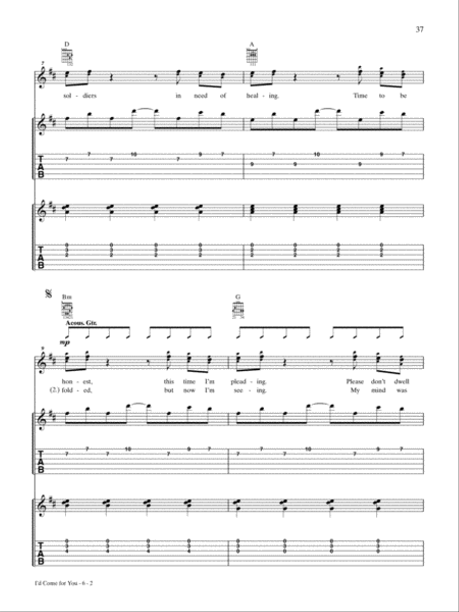 I'd Come for You Guitar Tablature scores gallery preview page 2
