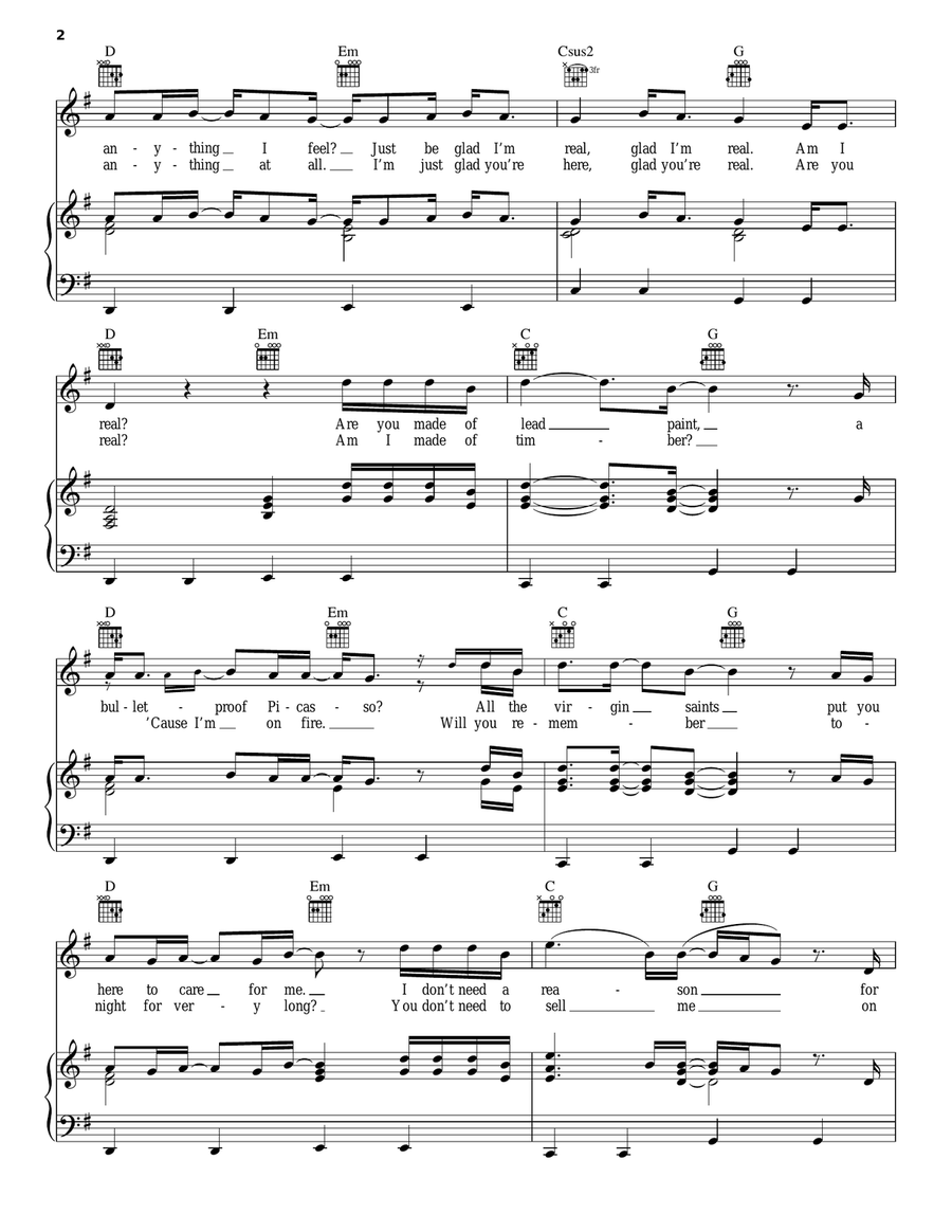 Bulletproof Picasso Piano, Vocal, Guitar scores gallery preview page 2