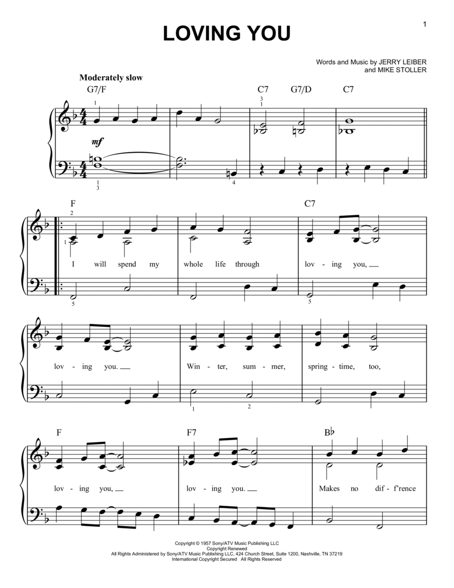 Loving You Loving You Easy Piano scores gallery preview page 1