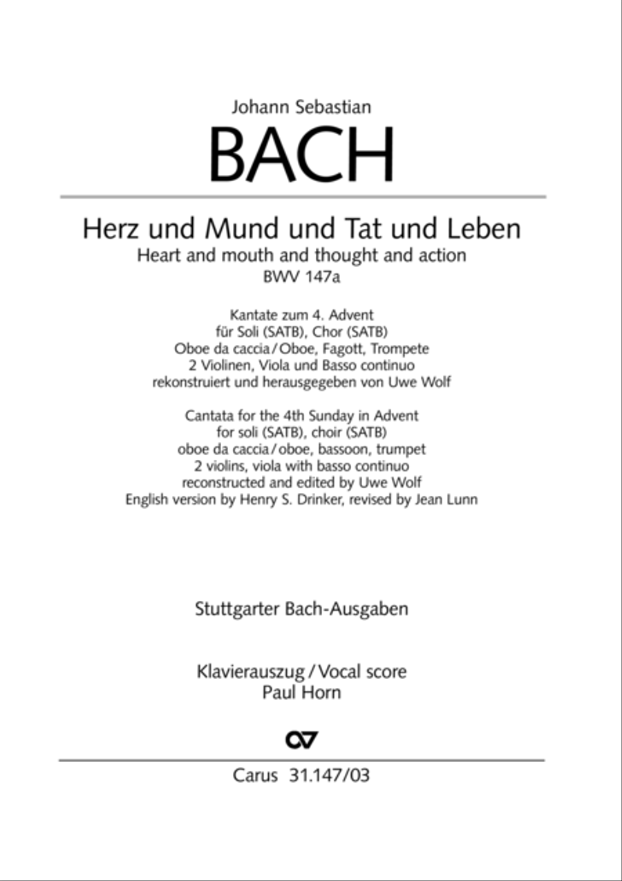 Heart and mouth and thought and action (Herz und Mund und Tat und Leben) 4-Part scores gallery preview page 2