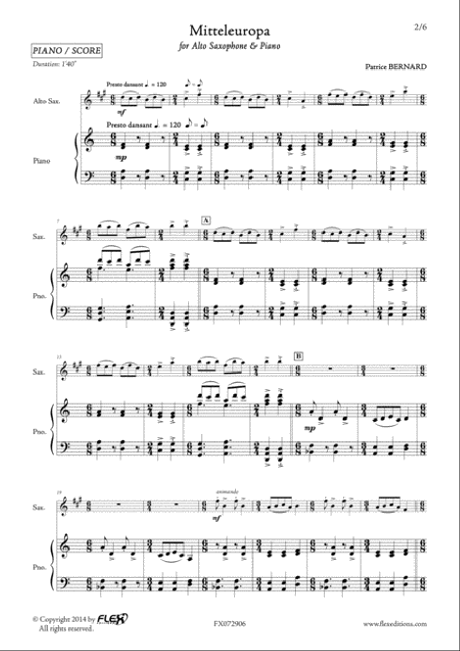 Mitteleuropa Alto Saxophone scores gallery preview page 2
