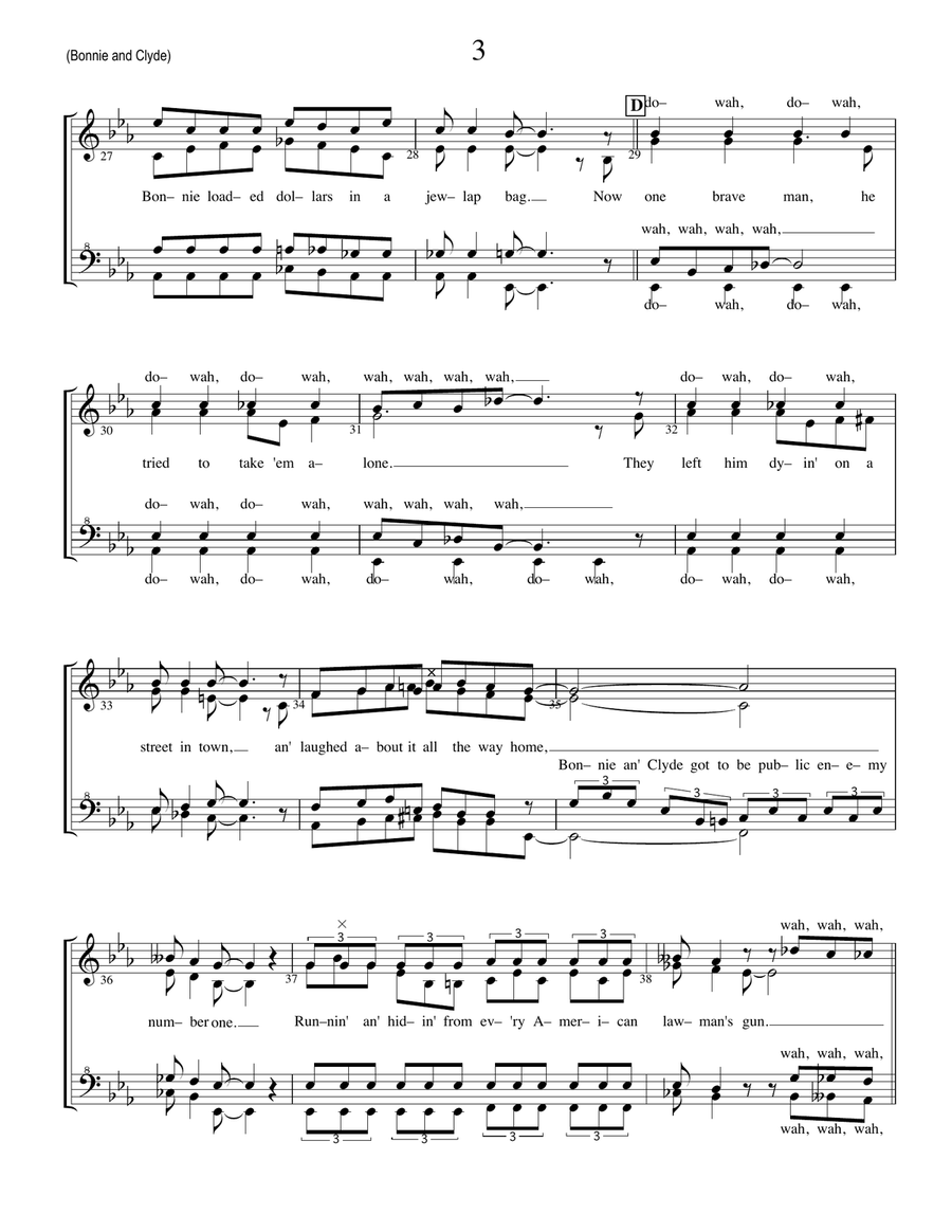 The Ballad Of Bonnie And Clyde SSAA scores gallery preview page 3