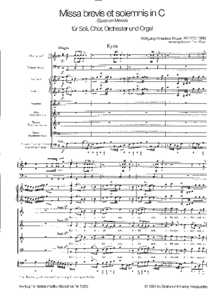 Missa brevis et solemnis in C K. 220 (196B)
