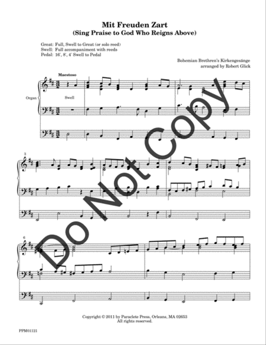 Mit Freuden Zart - Sing Praise to God Who Reigns Above Organ scores gallery preview page 2