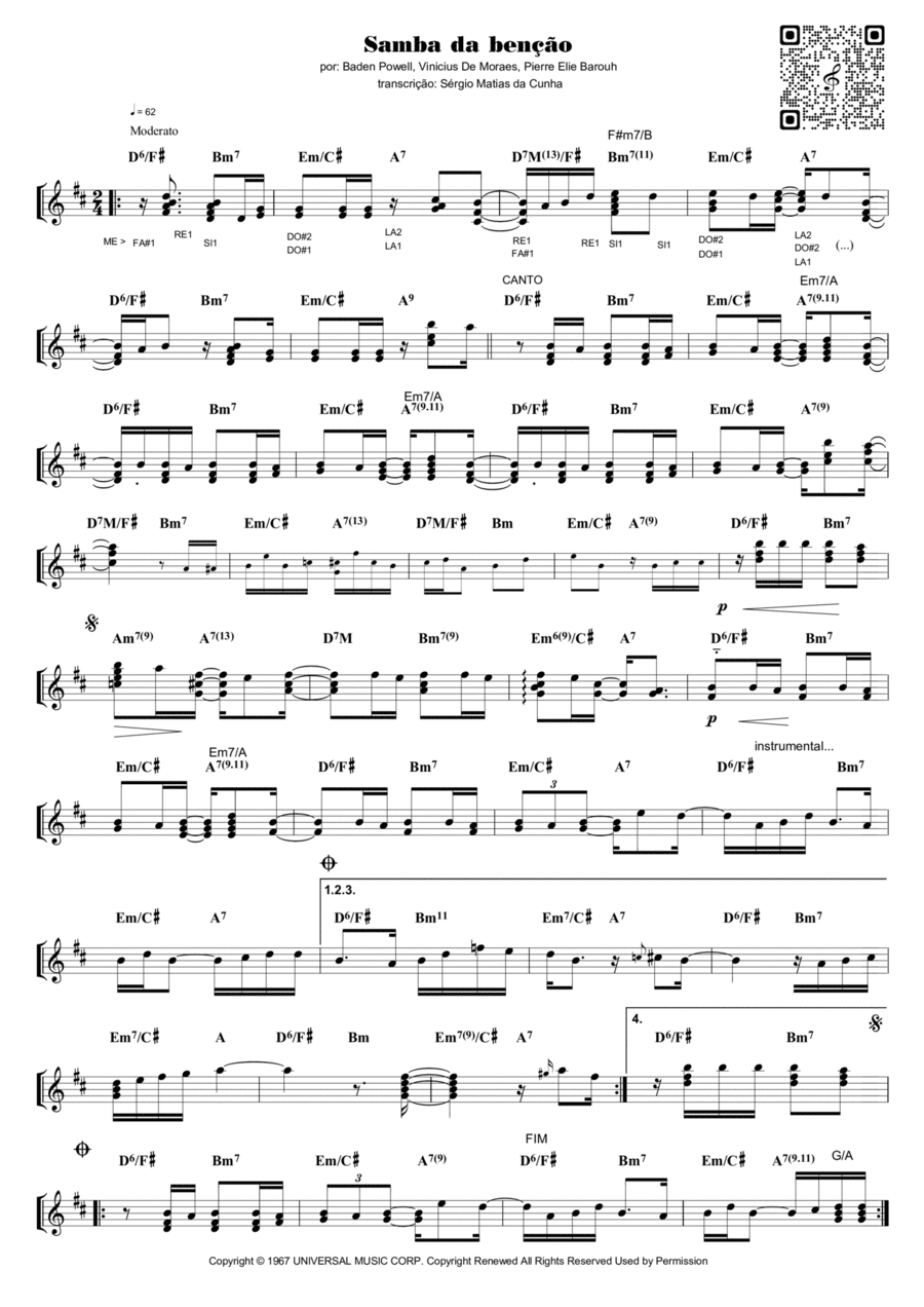 Samba Da Bencao Piano Solo scores gallery preview page 1