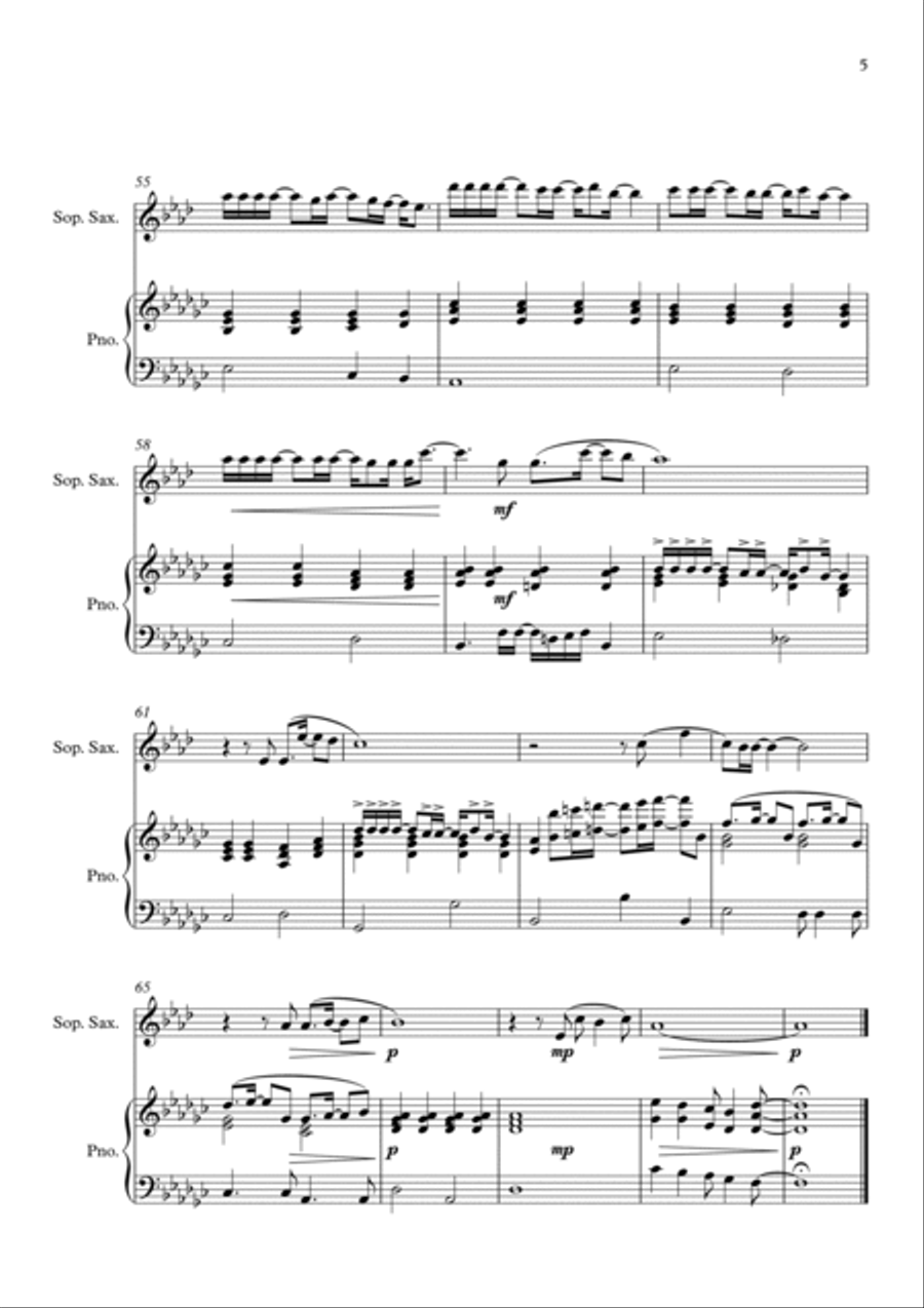 Vivo Per Lei Soprano Saxophone scores gallery preview page 5