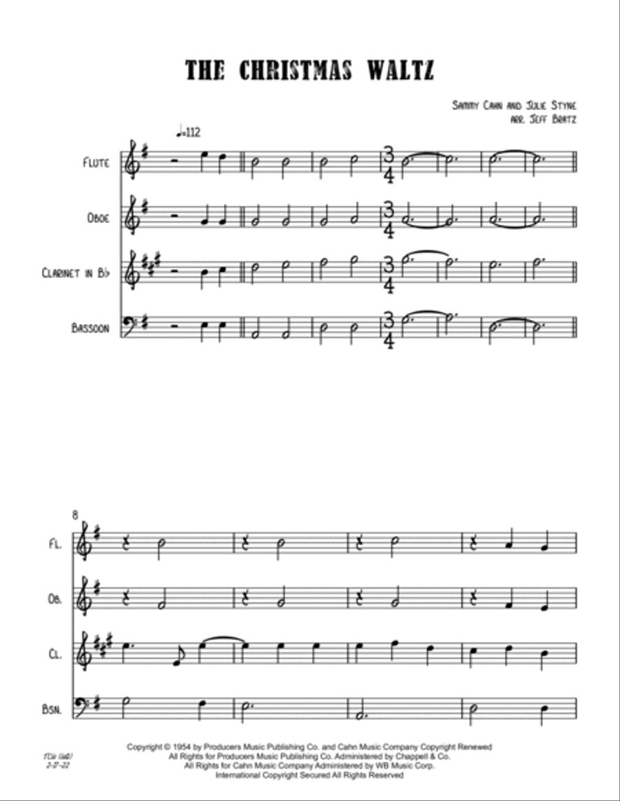 The Christmas Waltz Woodwind Quartet scores gallery preview page 2